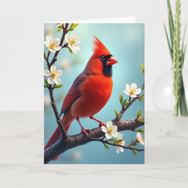 Carte de la Fête des Mères Red Bird Springtime (Devant)