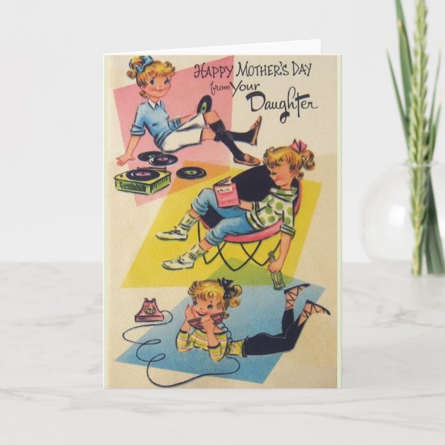 Carte de la Fête des Mères Retro de la fille (Devant)