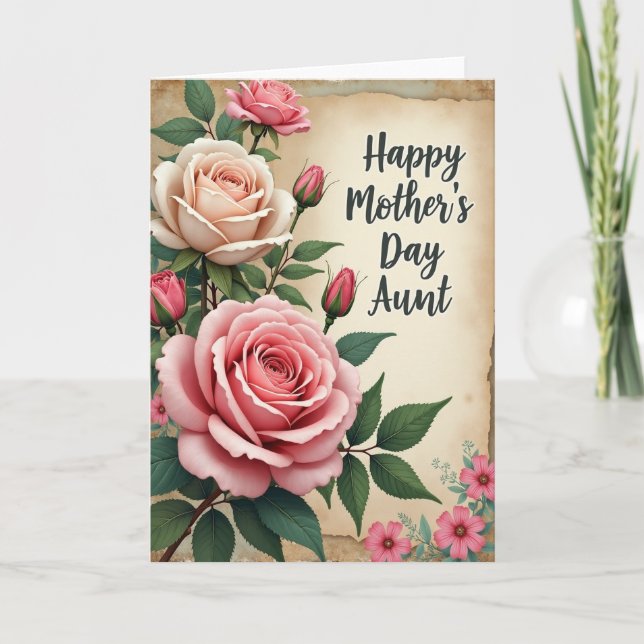 Carte de la Fête des Mères Rose Design (Devant)