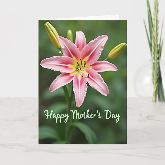 Carte de la fête des mères rose fuchsia (Devant)