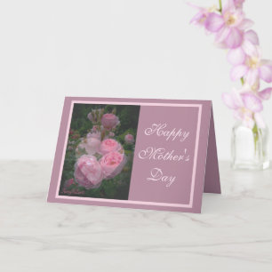 Carte de la fête des mères Rose rose et cœur