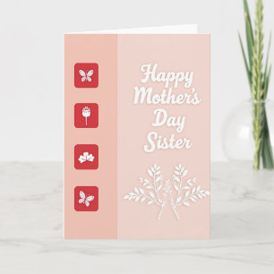 Carte de la Fête des Mères Rose Rouge pour une Sœu