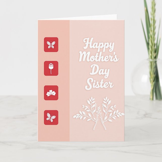 Carte de la Fête des Mères Rose Rouge pour une Sœu (Devant)