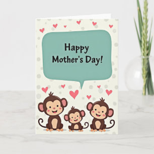 Carte de la fête des mères singe amour