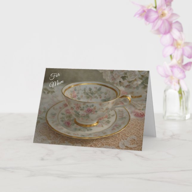 Carte de la fête des mères Teacup Tea Lover Art (Orchidée)