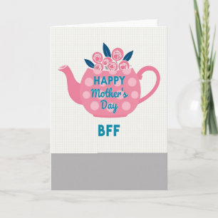 Carte de la Fête des Mères Théière Rose