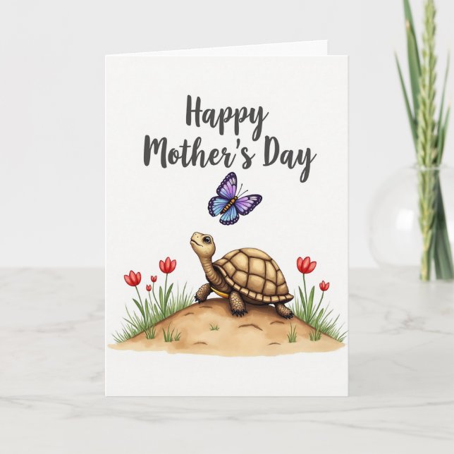 Carte de la Fête des Mères Tortue Florale (Devant)