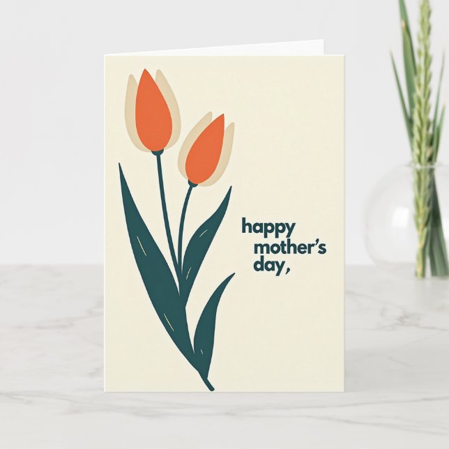 Carte de la Fête des Mères Tulipe Orange Brûlée (Devant)