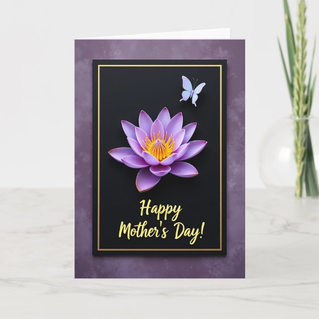 Carte de la Fête des Mères Violet Lotus (Devant)