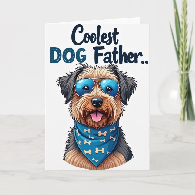 Carte de la Fête des Papas Chiens Élégants (Devant)