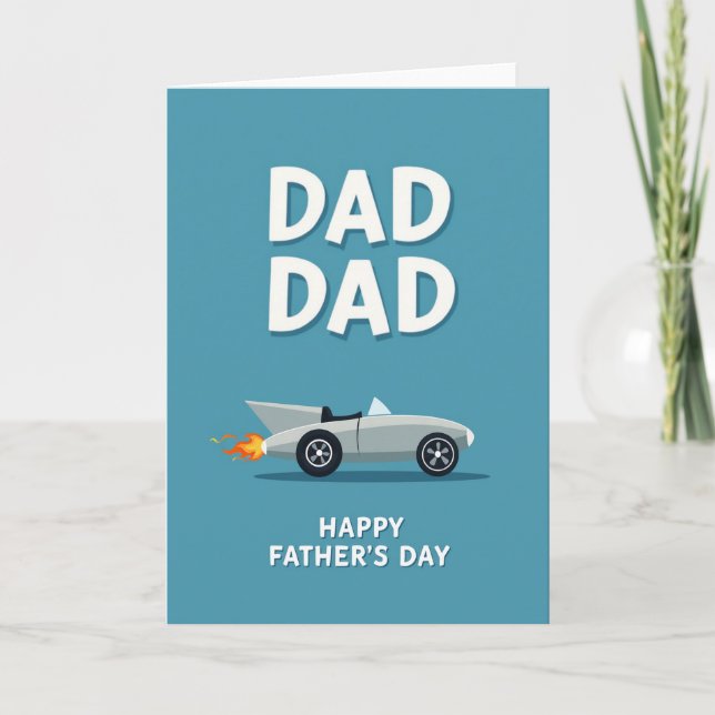Carte de la Fête des Papas Fusée Rétro (Devant)