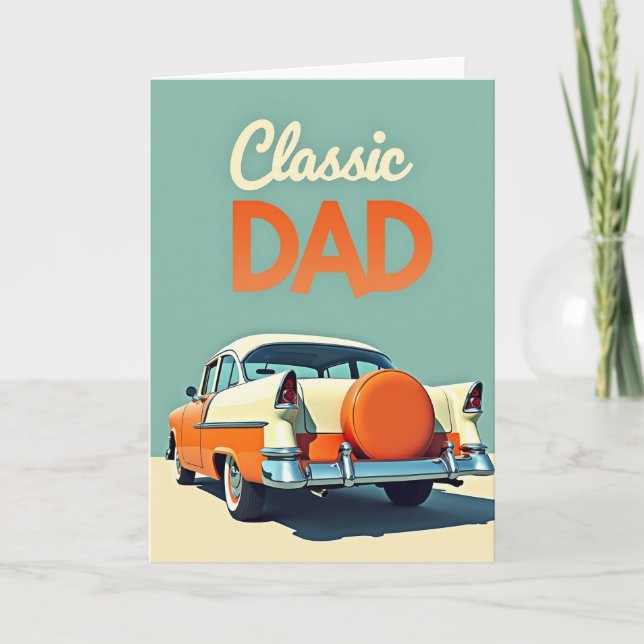 Carte de la Fête des Papas Rétro Auto (Devant)