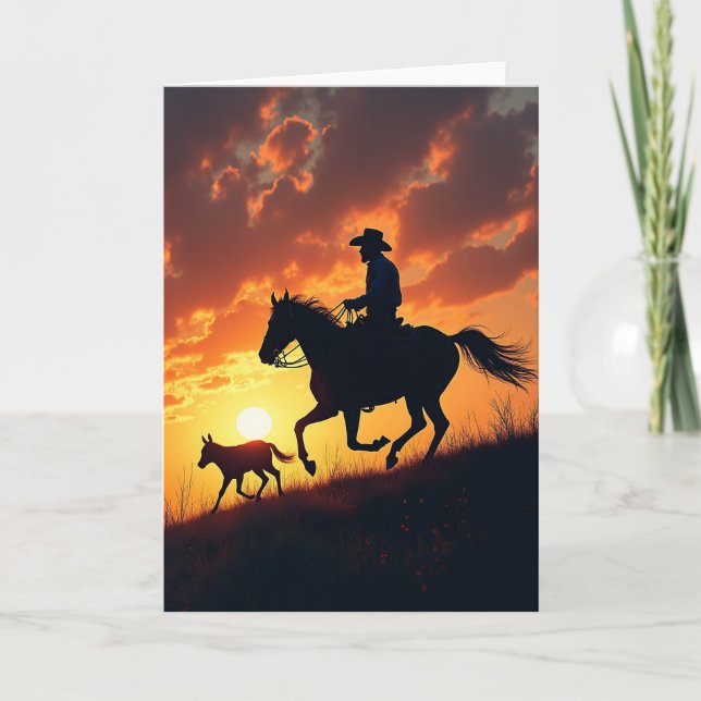 Carte de la Fête des Pères à silhouette équine (Devant)