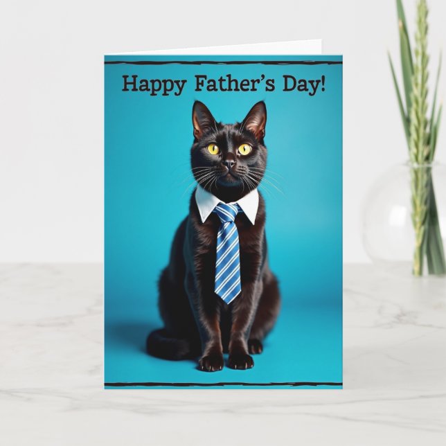 Carte de la Fête des Pères au chat azur (Devant)