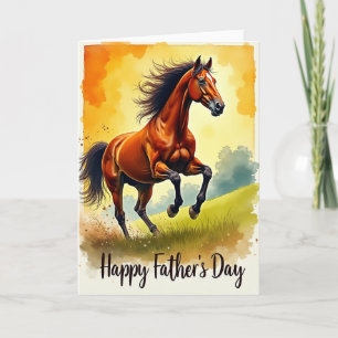 Carte de la Fête des Pères au Cheval au Galop