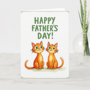 Carte de la Fête des Pères avec des chats orange
