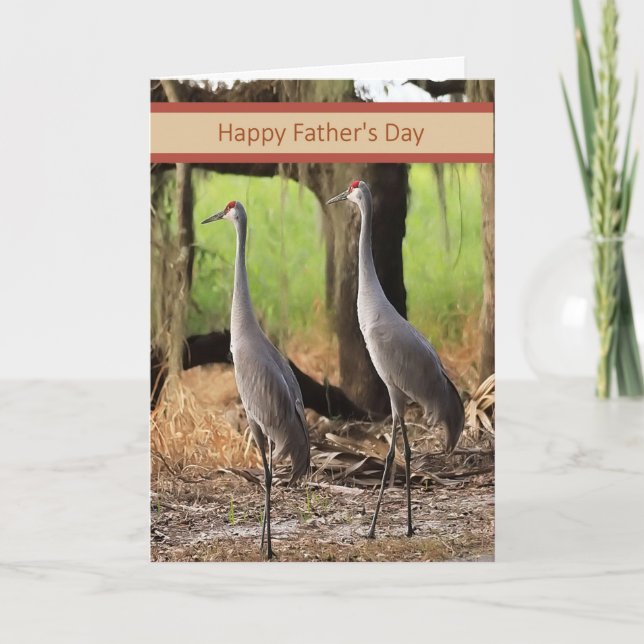 Carte de la fête des Pères avec des grues du Canad (Devant)