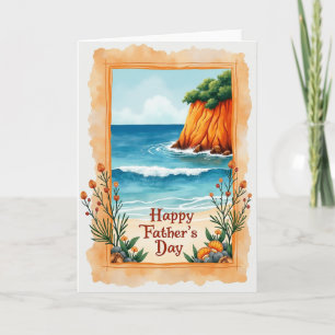 Carte de la Fête des Pères avec scène de plage