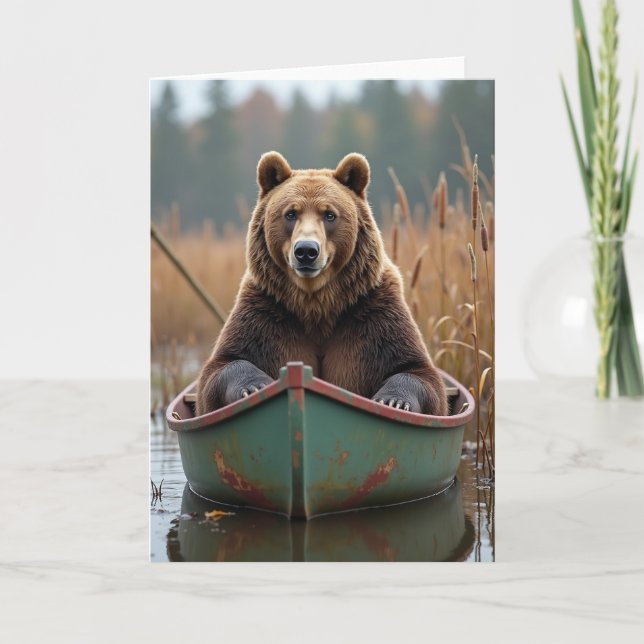 Carte de la Fête des Pères avec un bateau rustique (Devant)