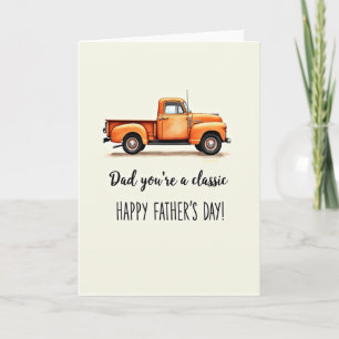 Carte de la Fête des Pères avec un camion classiqu