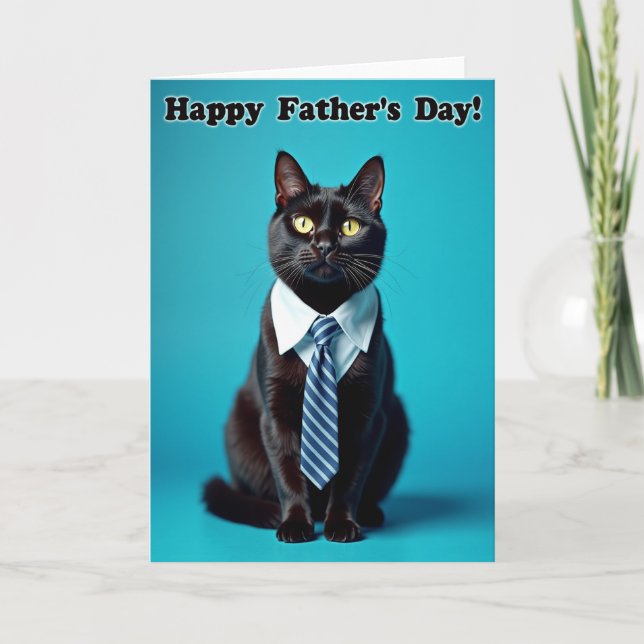Carte de la Fête des Pères avec un chat gentil (Devant)