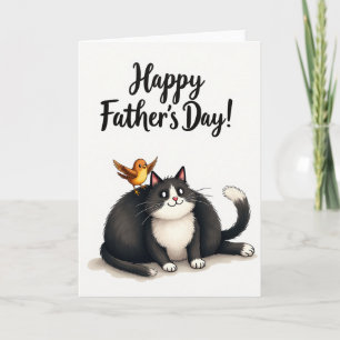 Carte de la Fête des Pères avec un chat sympathiqu