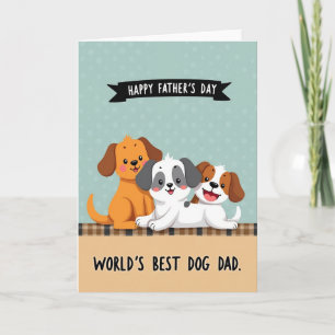 Carte de la Fête des Pères avec un chiot à tartan