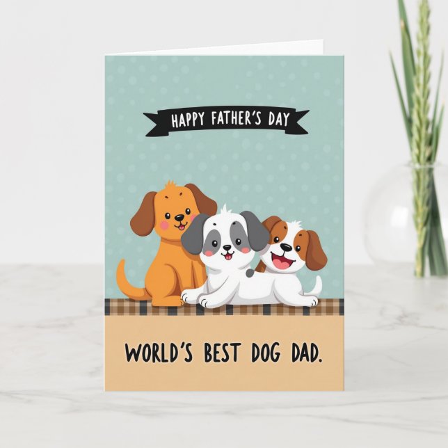 Carte de la Fête des Pères avec un chiot à tartan (Devant)