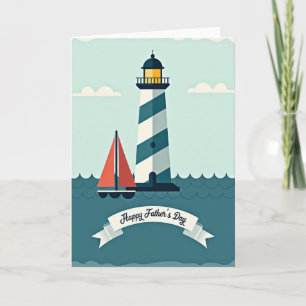 Carte de la Fête des Pères avec un phare