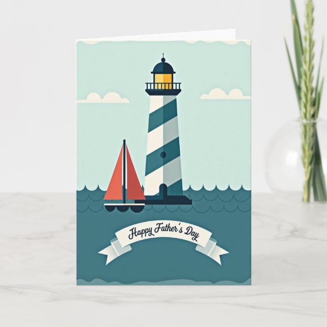 Carte de la Fête des Pères avec un phare (Devant)
