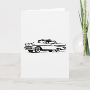 Carte de la Fête des Pères avec une voiture ancien