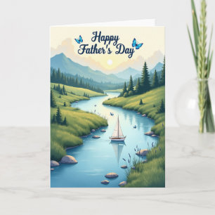 Carte de la Fête des Pères avec vue sur la rivière
