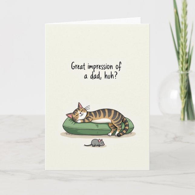 Carte de la Fête des Pères Chat au repos (Devant)