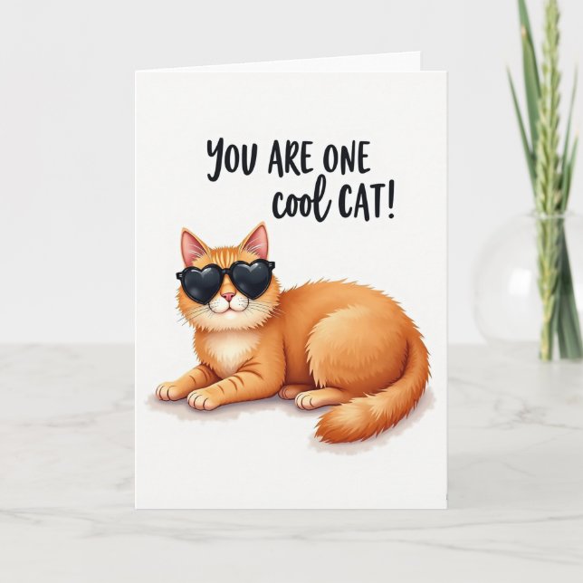 Carte de la Fête des Pères Chat Cool (Devant)
