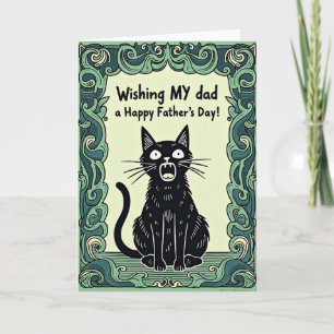 Carte de la Fête des Pères Chat Noir de Jais
