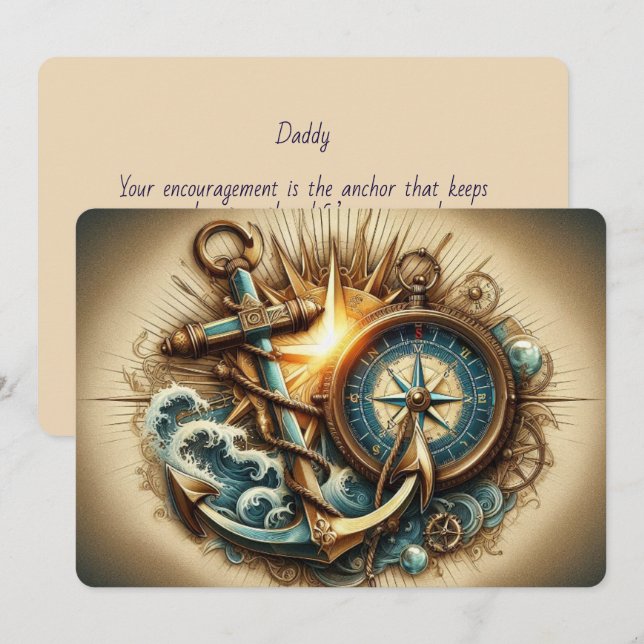 Carte de la Fête des Pères Compass & Anchor (Devant / Derrière)