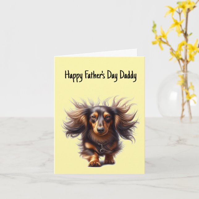Carte de la fête des pères Dachshund Daddy (Fleur jaune)