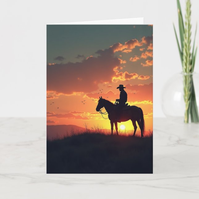 Carte de la Fête des Pères Fiery Sunset Rider (Devant)