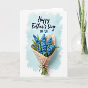 Carte de la Fête des Pères Fleur Bleue Douce