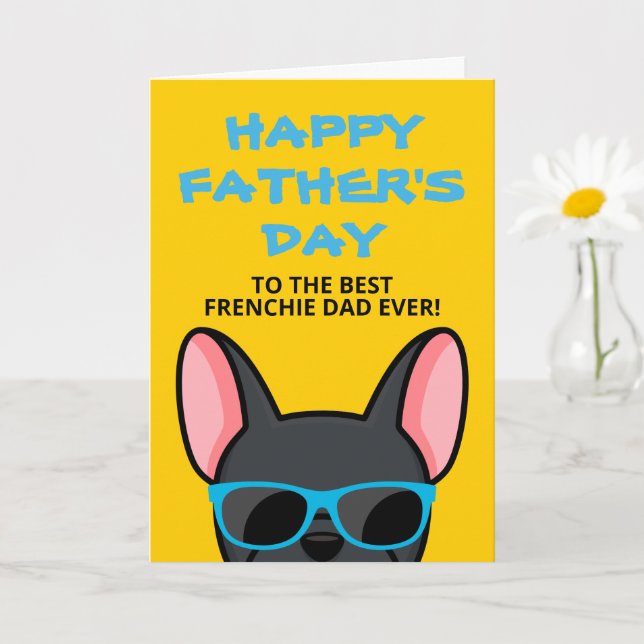 Carte de la Fête des Pères Frenchie Taureau França (Petite plante)