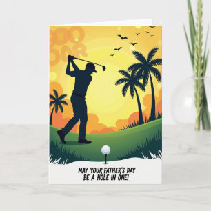 Carte de la Fête des Pères Golf au coucher du sole