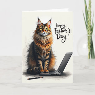 Carte de la Fête des Pères Majestueux Chat