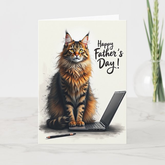 Carte de la Fête des Pères Majestueux Chat (Devant)