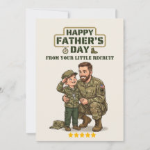 Carte de la Fête des Pères Militaire Petit Recrue