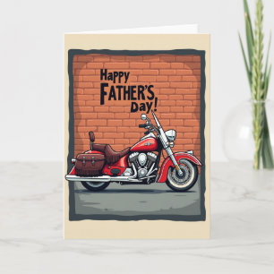 Carte de la Fête des Pères moto rouge classique