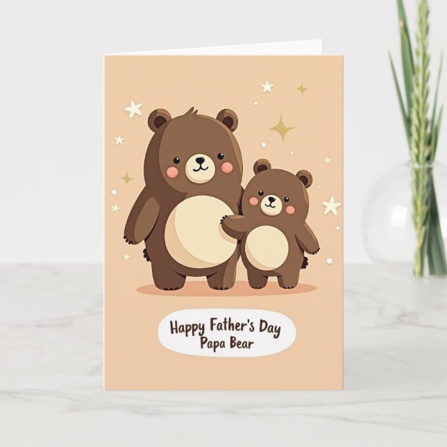 Carte de la Fête des Pères Ours Brun Chaud (Devant)