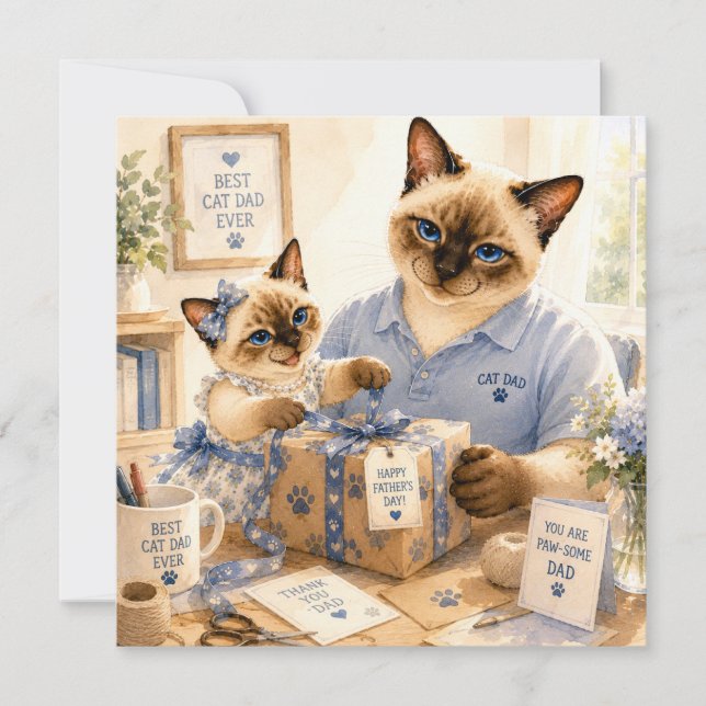 Carte de la fête des pères pour amateurs de chats  (Devant)
