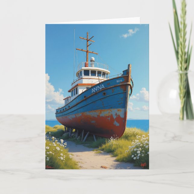 Carte de la Fête des Pères pour bateau côtier (Devant)