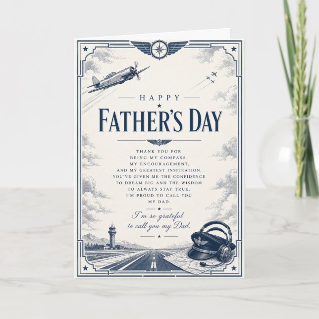 Carte de la Fête des Pères pour Papa Thème de l'Av (Devant)