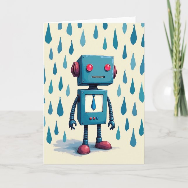 Carte de la Fête des Pères Retro Robot (Devant)